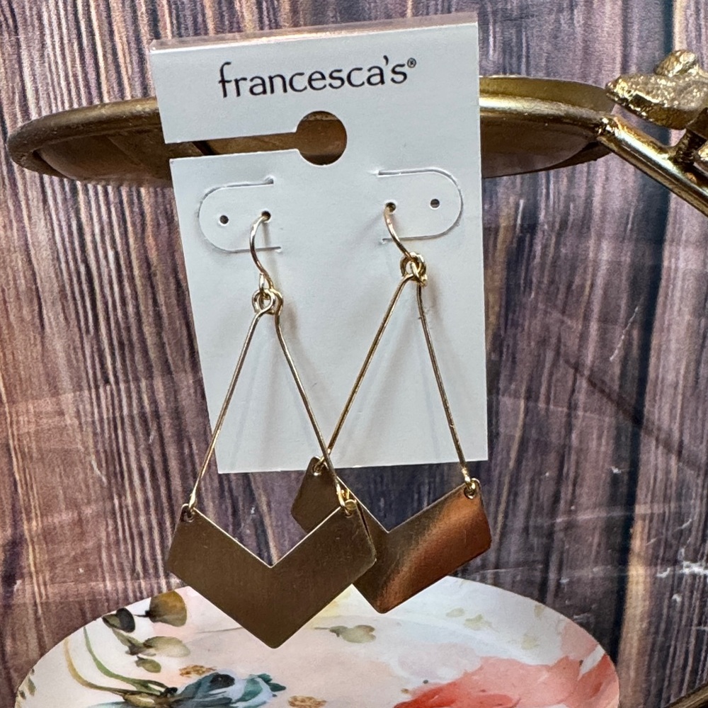 Francesca's Gold Tone Drop Earrings - Picture 2 of 3